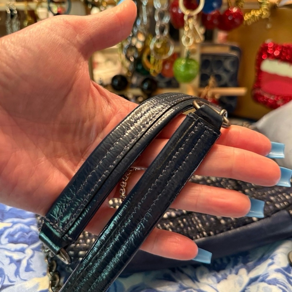 Coach Navy Tweed Convertible crossbody with gun metal hardware - Picture 9 of 11
